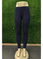 Cotton Navy Blue Casual Wear Plain Leggings